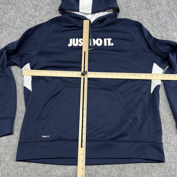 Nike Hoodie Mens Large Navy NikeFIT Therma Just Do It Sweatshirt Casual Athletic - Picture 7 of 16